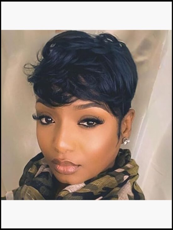 Pixie Cut Human Hair Wig with Bangs Short Curly Wig for Women Lace Front main image 5